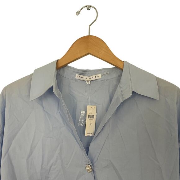 NWT English Factory Imitation Pearl Button-Up Cotton Shirt Size Medium - Picture 5 of 7